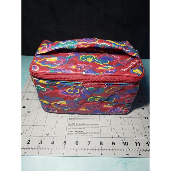 Oscar De La Renta Bag Red Blue Print Travel Organizer Vintage 90s Y2K - Picture 8 of 10